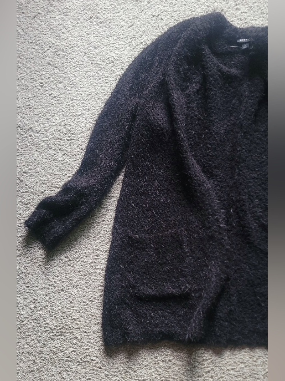 Rare Black fuzzy Open-Front Women's Cardigan Sweater - Picture 7 of 11